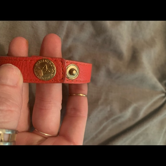 BCBG Leather Bracelet w/ Geometric Gold Hardware and Snap Closure - Picture 3 of 4